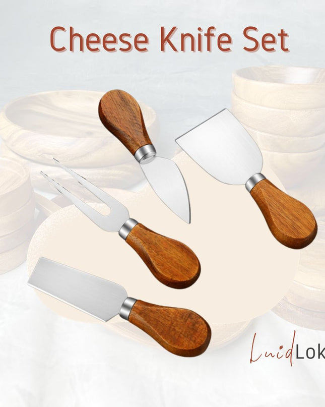 Luid Lokal 4-Piece Cheese Knife Set Butter Spreader Charcuterie Board Accessories Utensils Butter Cheese Jam Wood