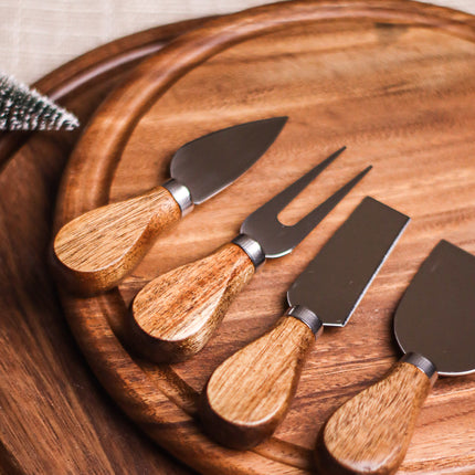 Luid Lokal 4-Piece Cheese Knife Set Butter Spreader Charcuterie Board Accessories Utensils Butter Cheese Jam Wood