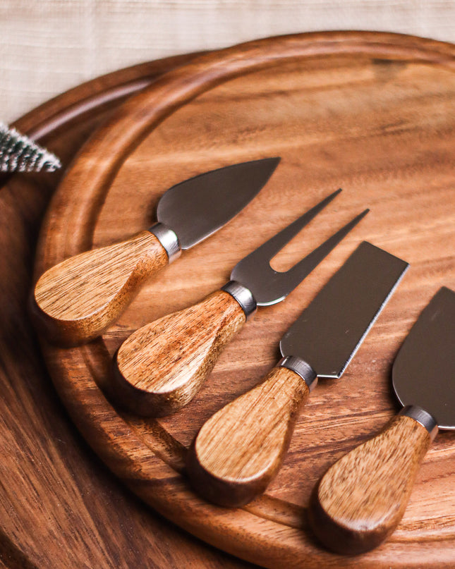 Luid Lokal 4-Piece Cheese Knife Set Butter Spreader Charcuterie Board Accessories Utensils Butter Cheese Jam Wood