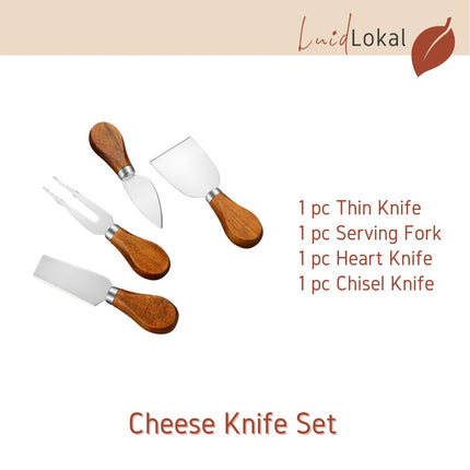 Luid Lokal 4-Piece Cheese Knife Set Butter Spreader Charcuterie Board Accessories Utensils Butter Cheese Jam Wood