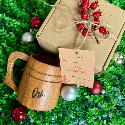 Luid Lokal Coffee Holiday Bundle Mug Dripper Coaster Coffee Grounds Gift Christmas Personalized Acacia Wood