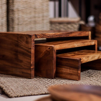Luid Lokal Risers Nesting Style DIsplay Stand Cupcakes Display Catering Acacia Wood