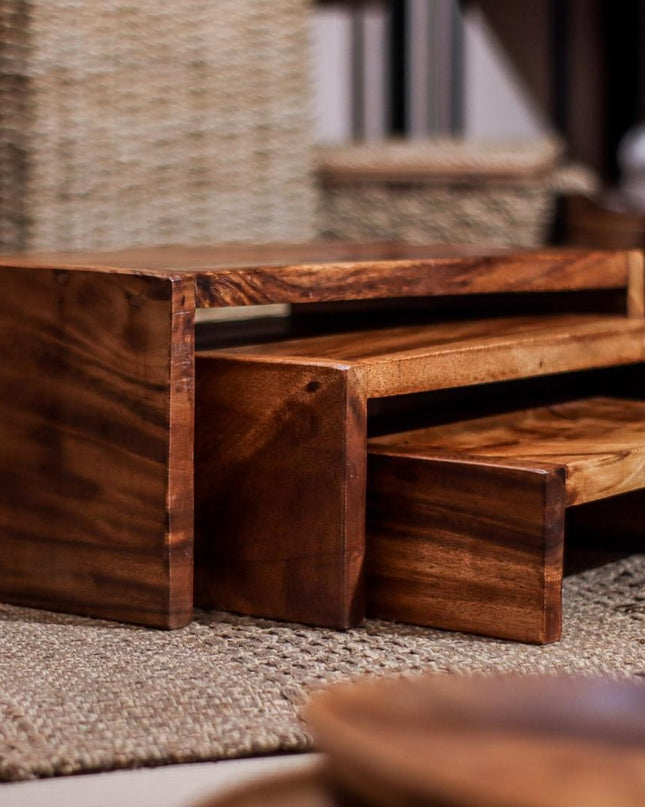 Luid Lokal Risers Nesting Style DIsplay Stand Cupcakes Display Catering Acacia Wood