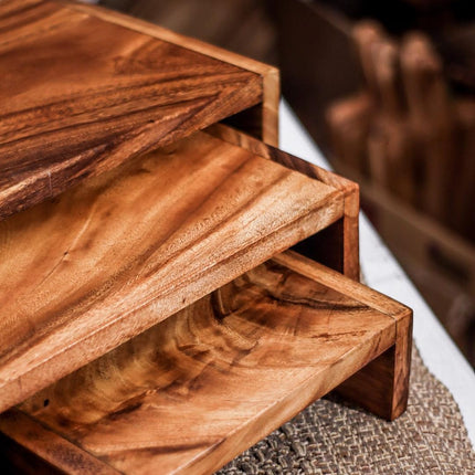 Luid Lokal Risers Nesting Style DIsplay Stand Cupcakes Display Catering Acacia Wood
