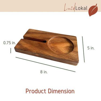 LUID LOKAL PHONE STAND WITH CUP HOLDER COASTER PERSONALIZED ACACIA WOOD