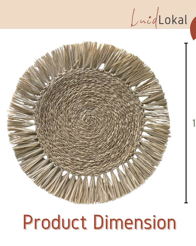Luid Lokal Placemat Charger Braided Woven Rope Natural Abaca Raffia
