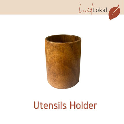 Luid Lokal Utensils Holder Flatwares Cutlery Organizer Countertop Table Acacia Wood