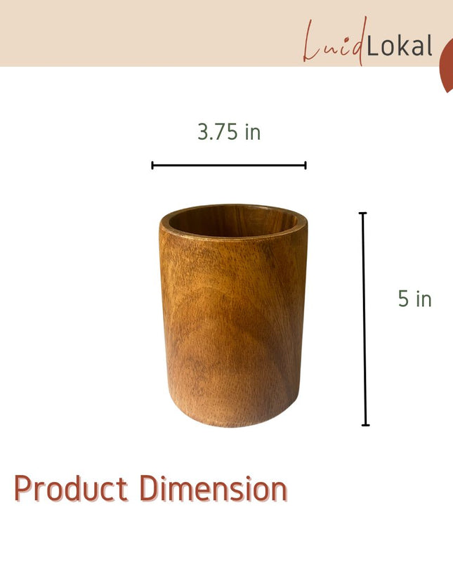 Luid Lokal Utensils Holder Flatwares Cutlery Organizer Countertop Table Acacia Wood