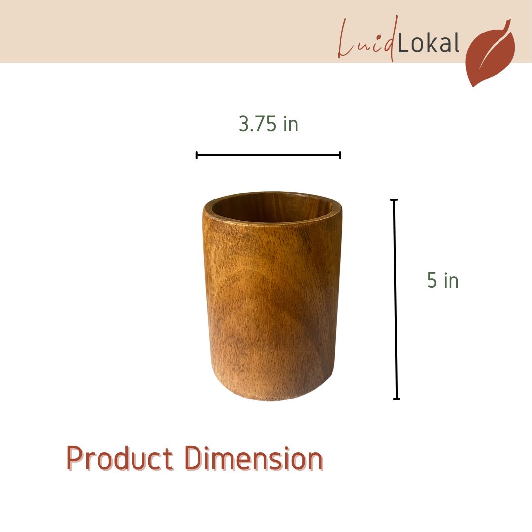 Luid Lokal Utensils Holder Flatwares Cutlery Organizer Countertop Table Acacia Wood