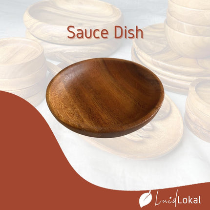 LUID LOKAL SAUCE DISH SOY SAUCE KETCHUP SUSHI DIP MINI PLATE ACACIA WOOD