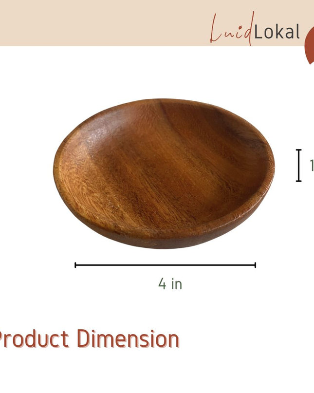 LUID LOKAL SAUCE DISH SOY SAUCE KETCHUP SUSHI DIP MINI PLATE ACACIA WOOD