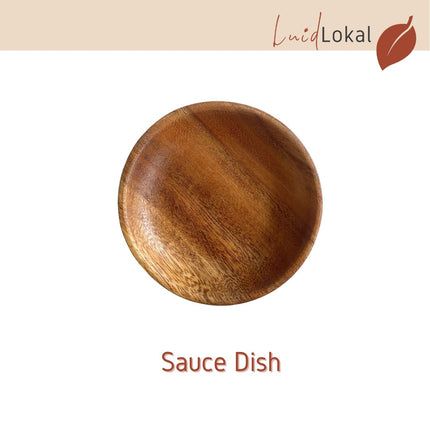 LUID LOKAL SAUCE DISH SOY SAUCE KETCHUP SUSHI DIP MINI PLATE ACACIA WOOD