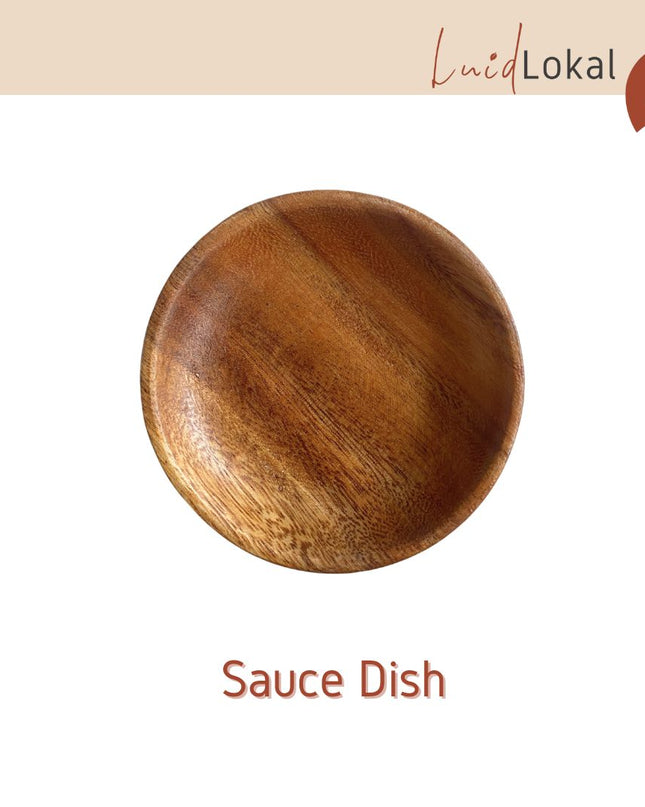 LUID LOKAL SAUCE DISH SOY SAUCE KETCHUP SUSHI DIP MINI PLATE ACACIA WOOD