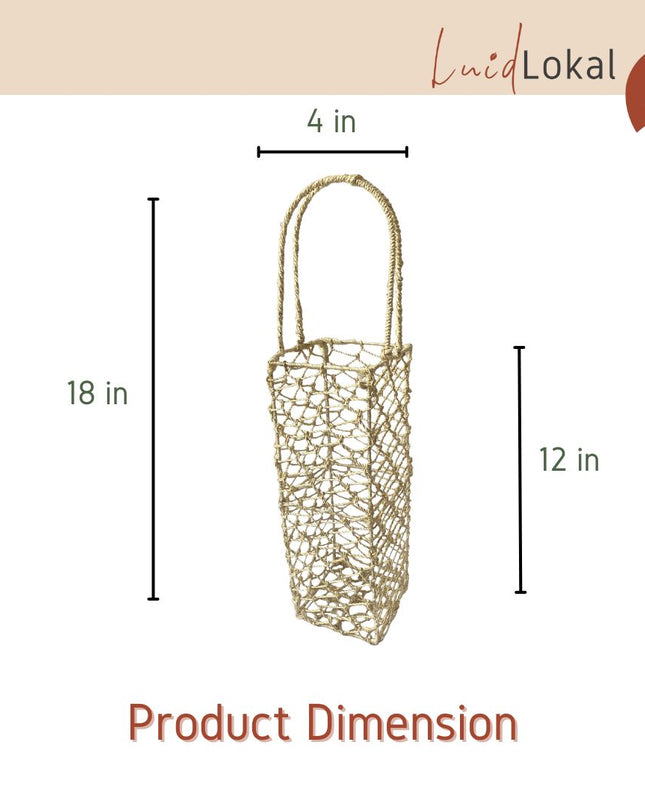 LUID LOKAL ABACA WINE BAG BASKET HOLDER WITH WIRE FRAME