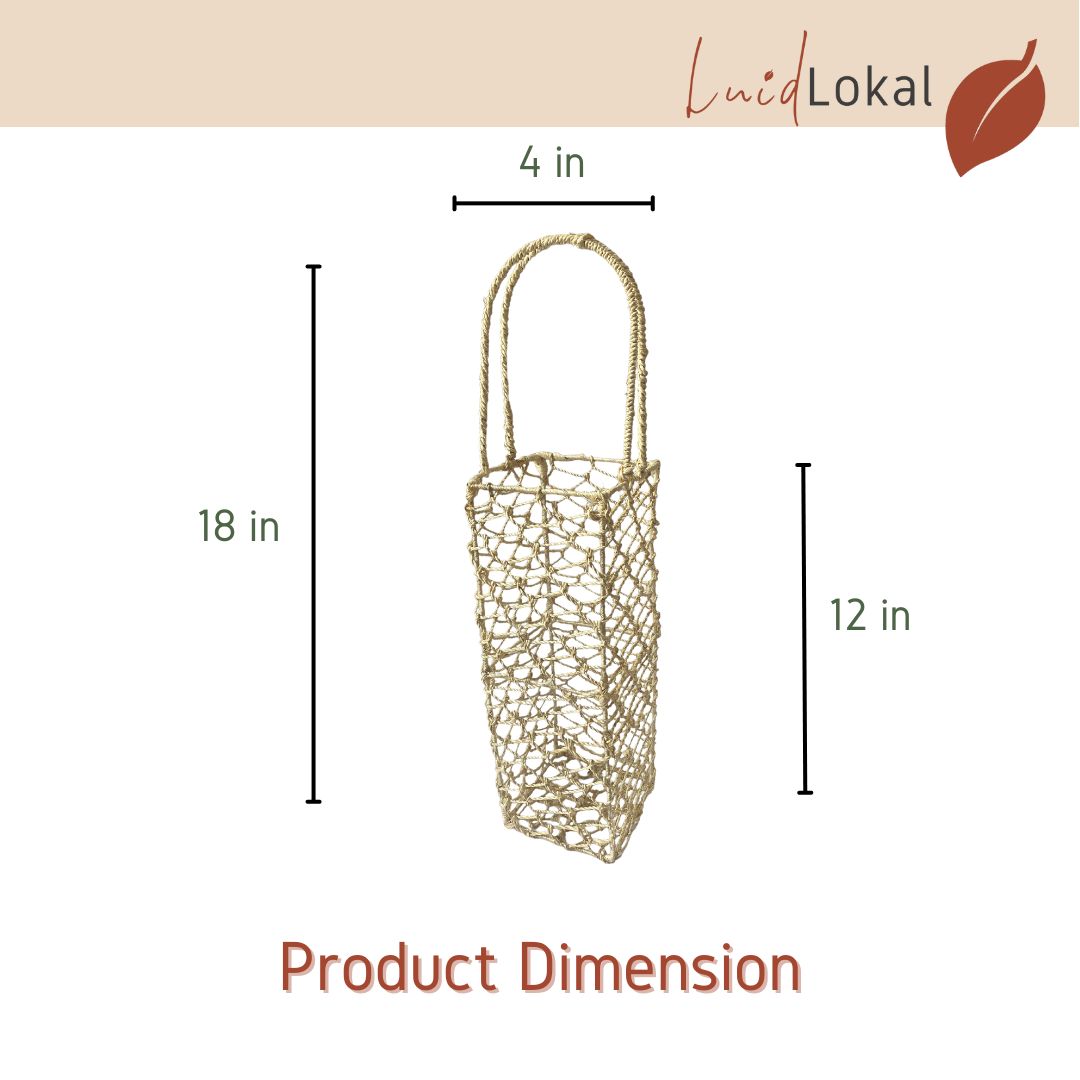 LUID LOKAL ABACA WINE BAG BASKET HOLDER WITH WIRE FRAME