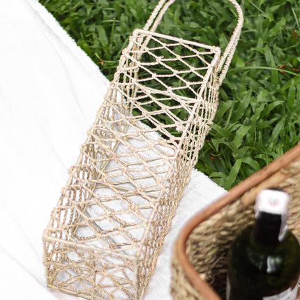 LUID LOKAL ABACA WINE BAG BASKET HOLDER WITH WIRE FRAME