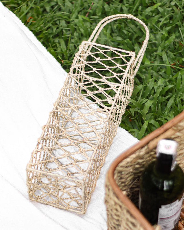 LUID LOKAL ABACA WINE BAG BASKET HOLDER WITH WIRE FRAME
