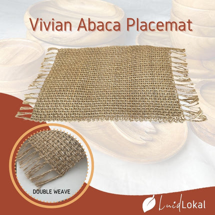 LUID LOKAL ABACA PLACEMAT RECTANGLE DOUBLE WEAVE CHARGER BRAIDED WOVEN ROPE NATURAL ABACA