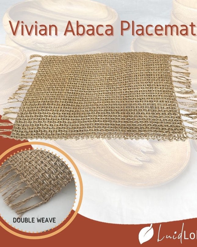 LUID LOKAL ABACA PLACEMAT RECTANGLE DOUBLE WEAVE CHARGER BRAIDED WOVEN ROPE NATURAL ABACA