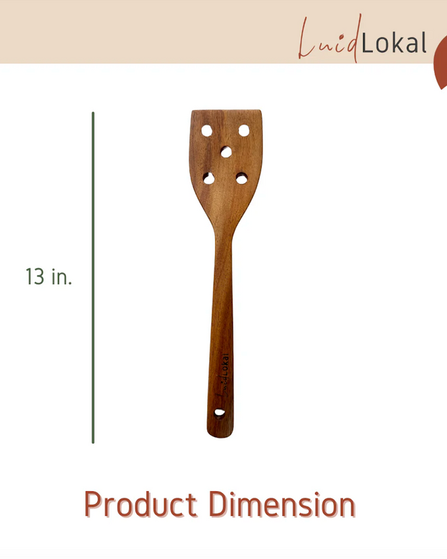 Luid Lokal Utensils Set with Holder Cooking Spoon Serving Spoon Serving Fork Turner Bundle Acacia Wood