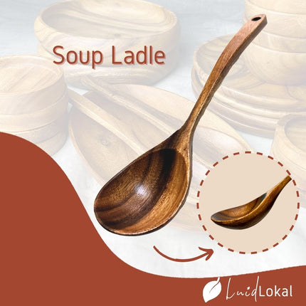 Soup Ladle Serving Spoon Stirring Spoon Long Handle Acacia Wood
