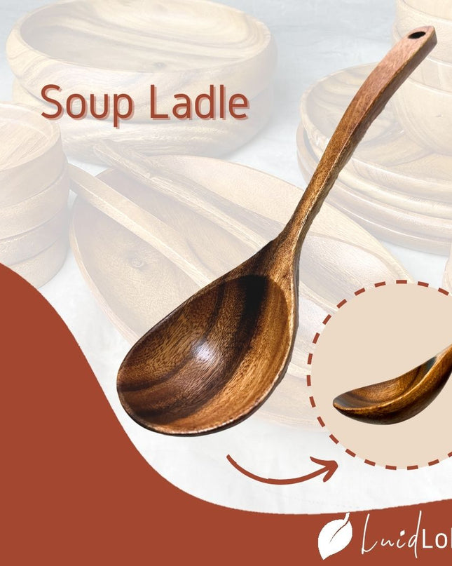 Soup Ladle Serving Spoon Stirring Spoon Long Handle Acacia Wood