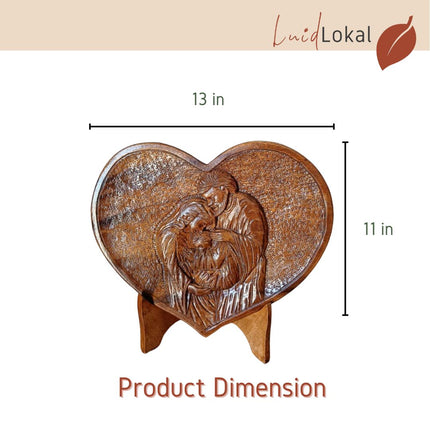 [Pre-order] Luid Lokal Carved Holy Family Plaque with Stand 2D Hand-carved Display Religious Catholic Icon Tabletop Joseph Mary Jesus Acacia Wood