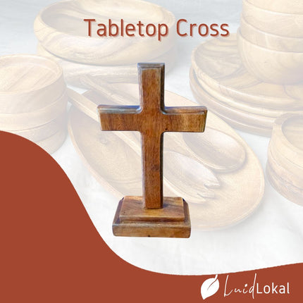 [Pre-order] Luid Lokal Cross Tabletop Standing Display Altar Prayer Room Acacia Wood