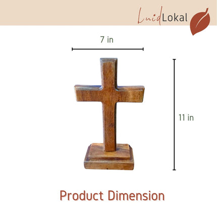 [Pre-order] Luid Lokal Cross Tabletop Standing Display Altar Prayer Room Acacia Wood