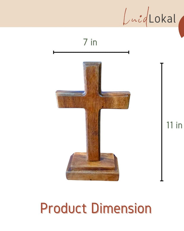 [Pre-order] Luid Lokal Cross Tabletop Standing Display Altar Prayer Room Acacia Wood
