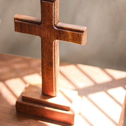 [Pre-order] Luid Lokal Cross Tabletop Standing Display Altar Prayer Room Acacia Wood