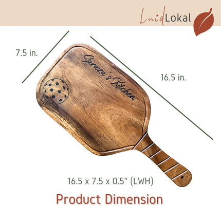 Luid Lokal Pickleball Paddle Cheese Board Charcuterie Cheese Knife Set Personalized Engraving Sports Gift Acacia Wood