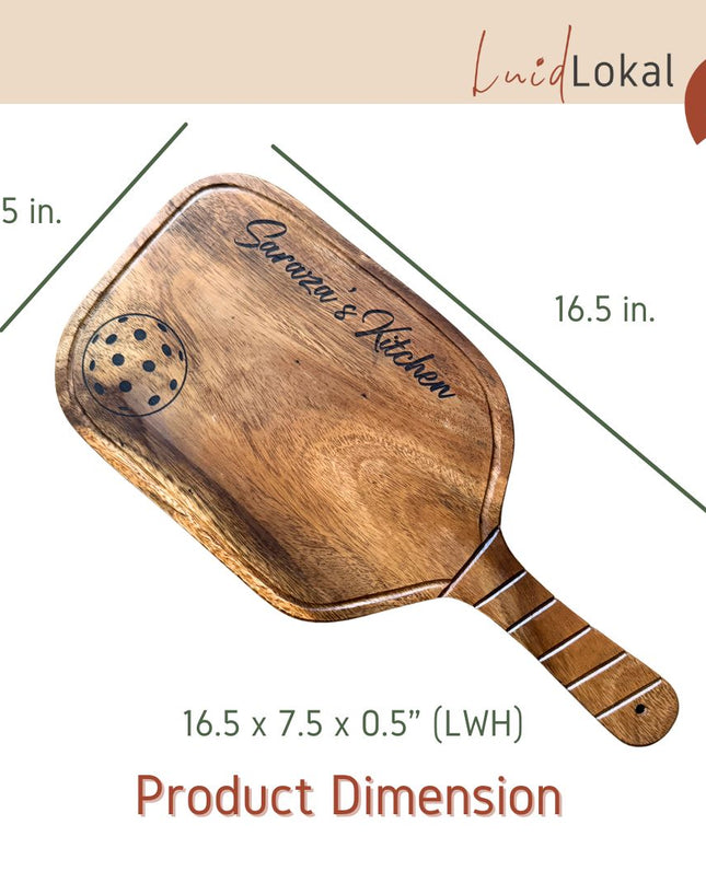 Luid Lokal Pickleball Paddle Cheese Board Charcuterie Cheese Knife Set Personalized Engraving Sports Gift Acacia Wood