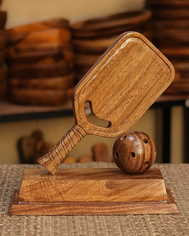 Luid Lokal Pickleball Trophy Display Souvenir 3D Handcrafted Handcarved Acacia Wood