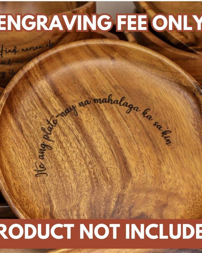 Luid Lokal Add-On Custom Personalized Gift Laser Engraved for Plates Bowls Mugs Acacia Wood
