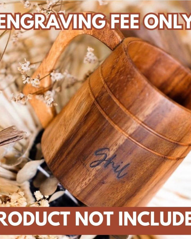 Luid Lokal Add-On Custom Personalized Gift Laser Engraved for Plates Bowls Mugs Acacia Wood