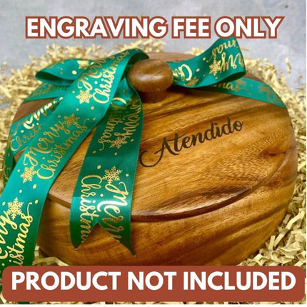 Luid Lokal Add-On Custom Personalized Gift Laser Engraved for Plates Bowls Mugs Acacia Wood
