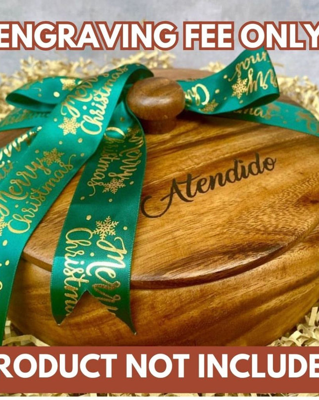 Luid Lokal Add-On Custom Personalized Gift Laser Engraved for Plates Bowls Mugs Acacia Wood