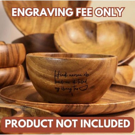 Luid Lokal Add-On Custom Personalized Gift Laser Engraved for Plates Bowls Mugs Acacia Wood