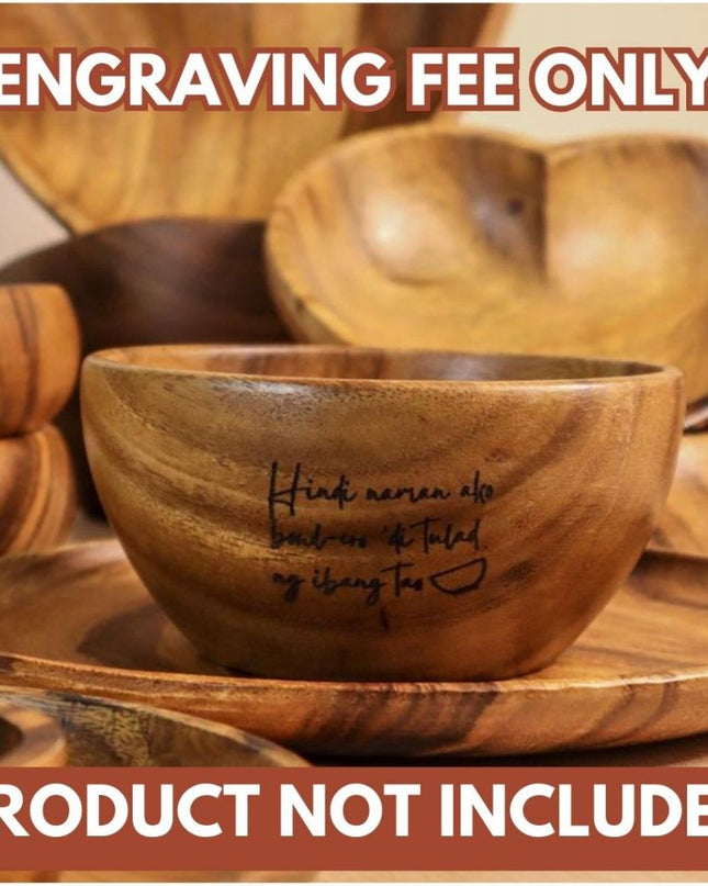Luid Lokal Add-On Custom Personalized Gift Laser Engraved for Plates Bowls Mugs Acacia Wood