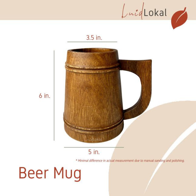 Luid Lokal  Mugs Beer Tankard Straight Coffee Choco Latte Acacia Wood