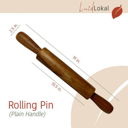 Luid Lokal Rolling Pin Long Plain Handle Dough Roller Pastry Bakery Pizza Acacia Wood