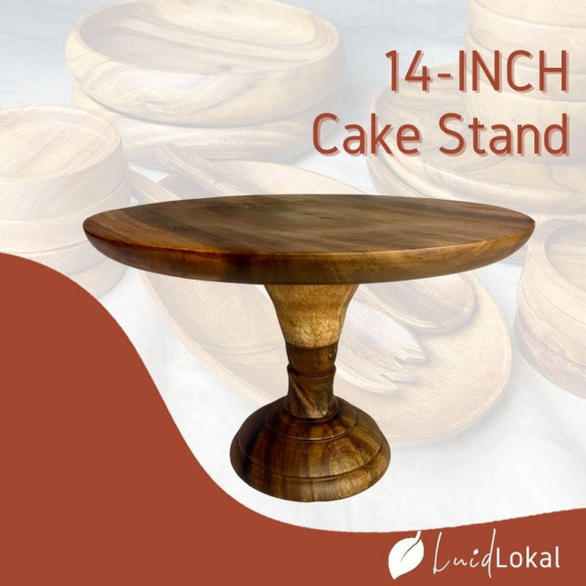 Luid Lokal Wooden Cake Stand 14-inch diameter Acacia Wood