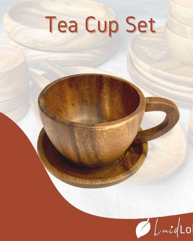 Luid Lokal Tea Cup Set Coffee Espresso Milk Acacia Wood
