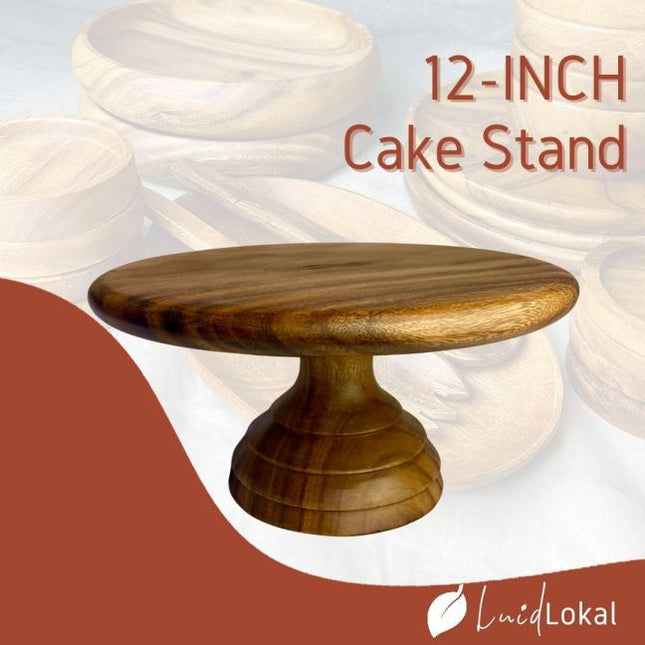 Luid Lokal Wooden Cake Stand 12-inch diameter Acacia Wood