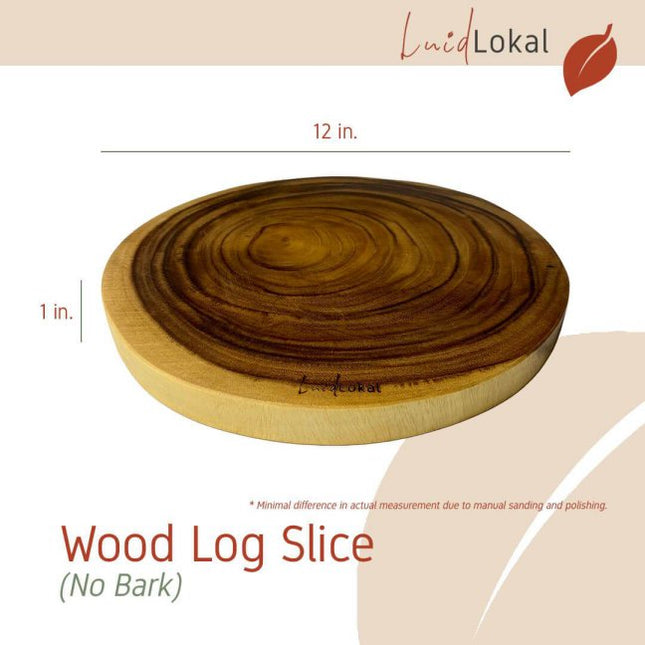 Luid Lokal Rustic Log Slice No Bark Serving Board 10 and 12 inches Acacia Wood