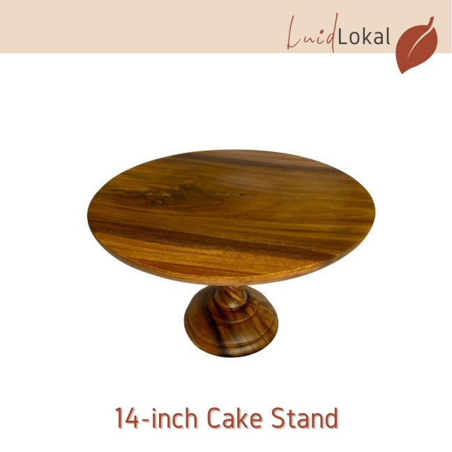 Luid Lokal Wooden Cake Stand 14-inch diameter Acacia Wood