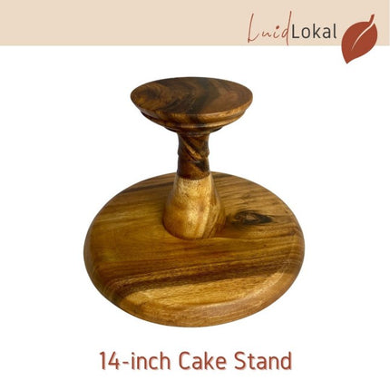 Luid Lokal Wooden Cake Stand 14-inch diameter Acacia Wood