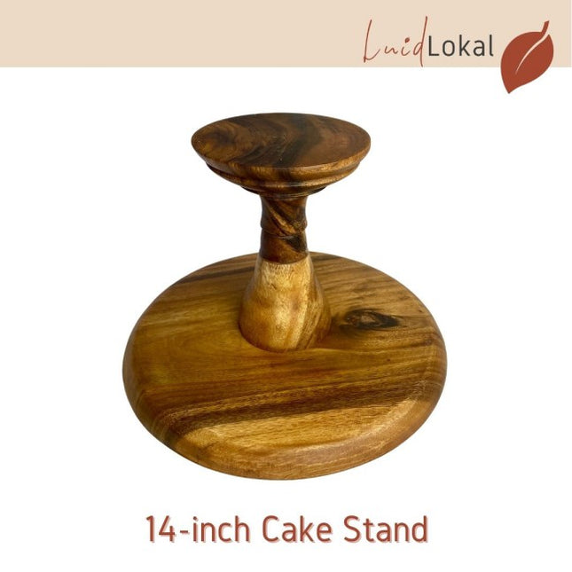 Luid Lokal Wooden Cake Stand 14-inch diameter Acacia Wood