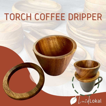 Luid Lokal Torch Coffee Dripper Pour Over with Free Coffee Filter Acacia Wood